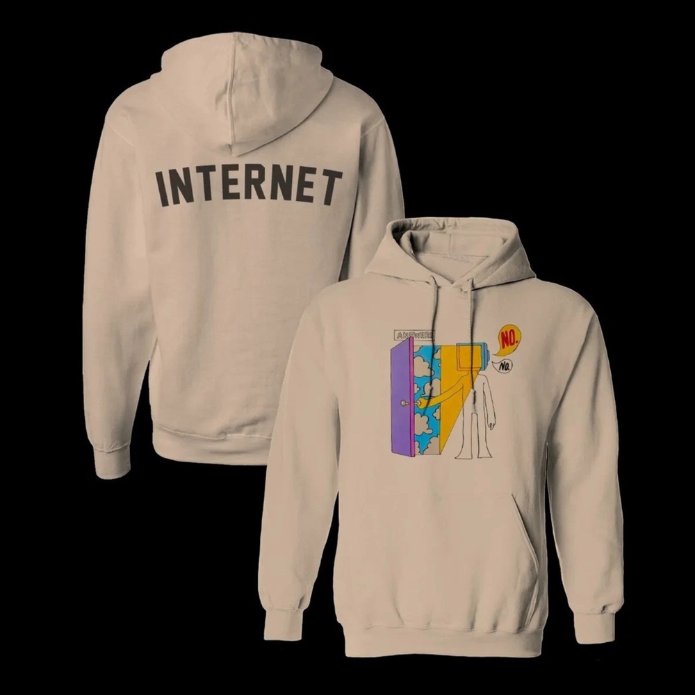 The Internet TV Boy Men's Hoodie in Sandstone, Oversized, Unisex, Sz XS